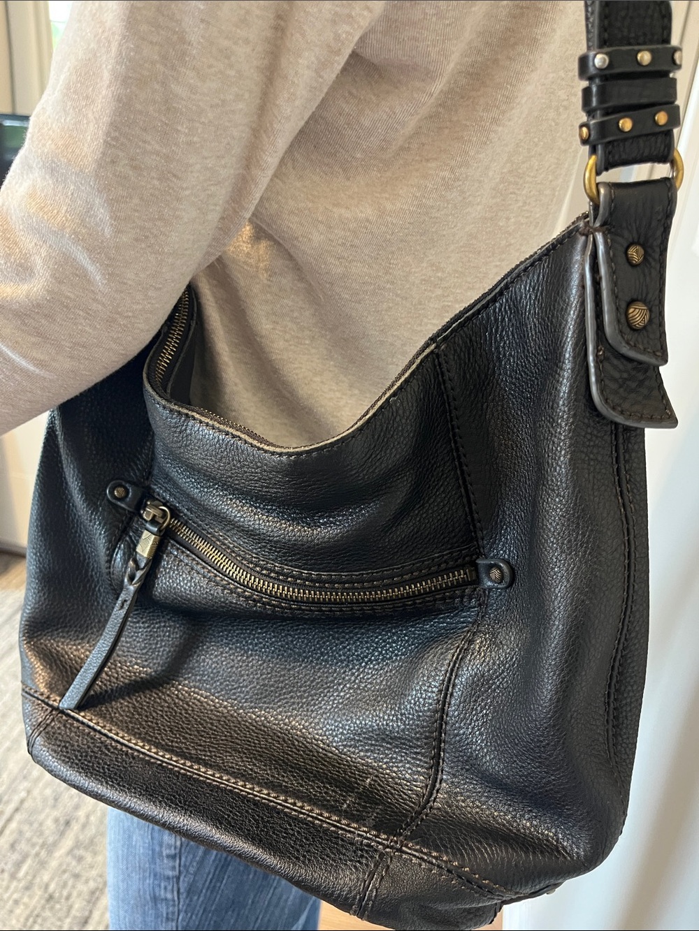 The Sak Black Pebbled Leather Shoulder Bag
